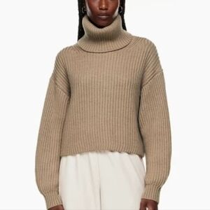 Babaton Women's Tan/Camel Guell Turtleneck Cropped Sweater (Size XS)